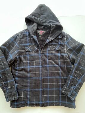 Tony Hawk utility/Skate coat, button closure, soft fur-like lining, blue gray L